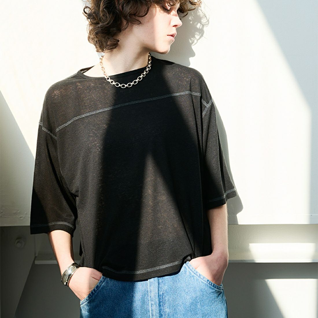 KHA:KI [カーキ] スラブワイドトップス [MIL24SCS3405] BLACK