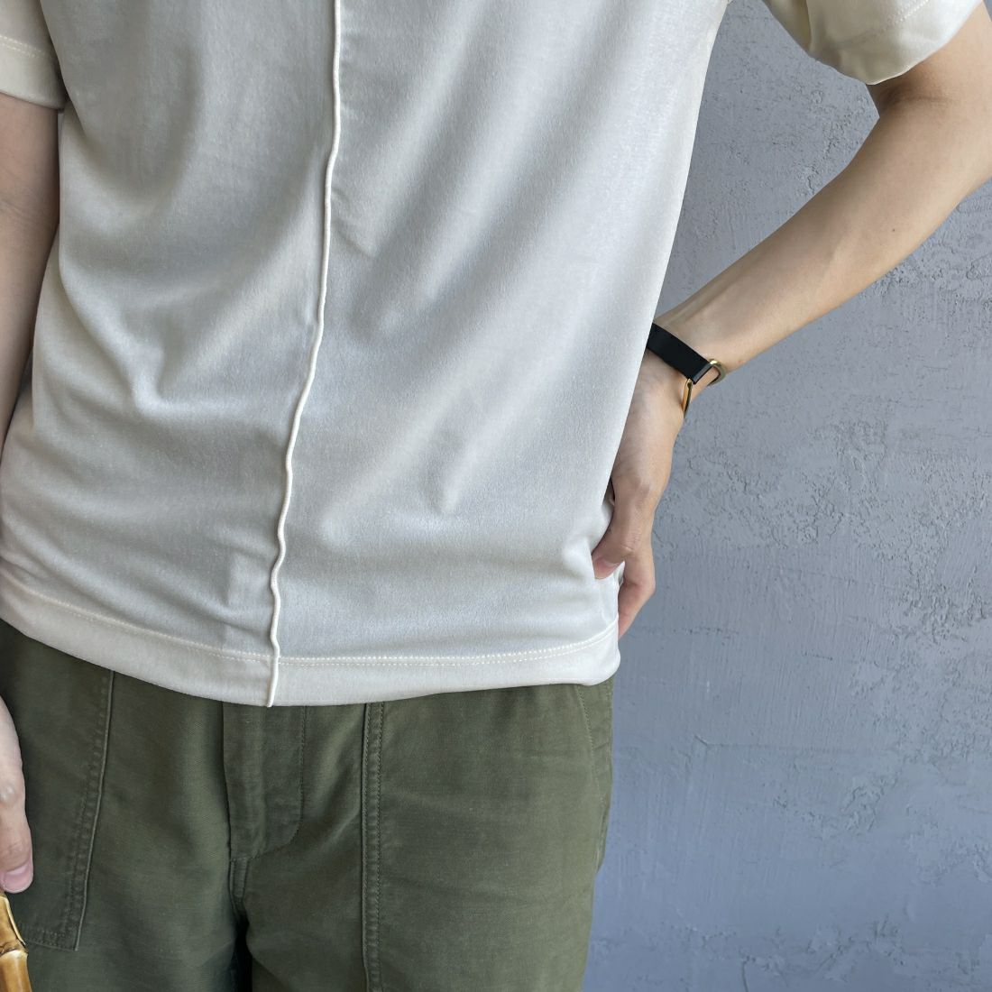 By/m [バイエム] ショートスリーブ シアーベロアTシャツ [24412030] 02 OFF &&モデル身長：160cm 着用サイズ：F&&
