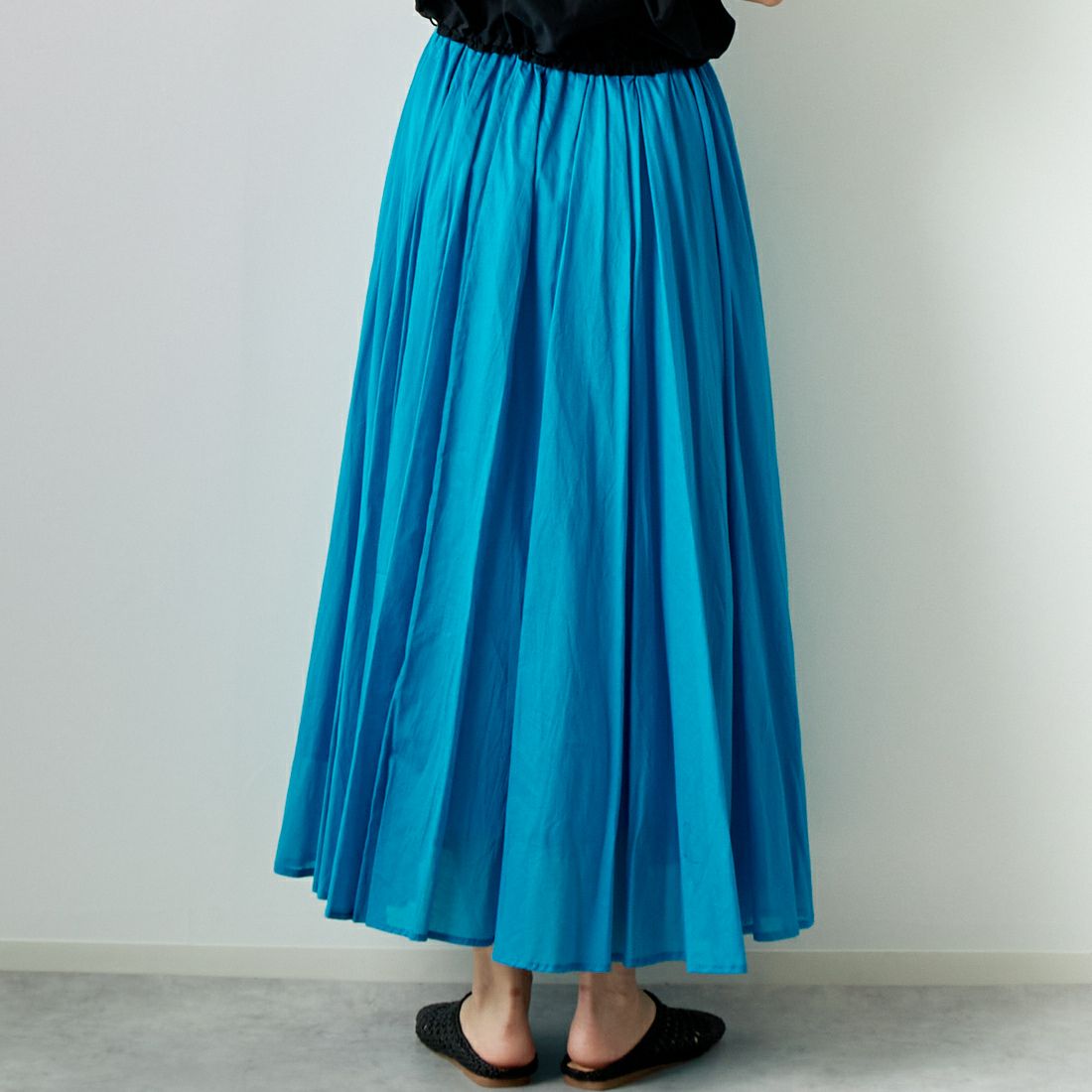 Jeans Factory Clothes [ジーンズファクトリークローズ] コットンフレアスカート [80990217] 074 ﾀｰｺ &&モデル身長：167cm 着用サイズ：F&&