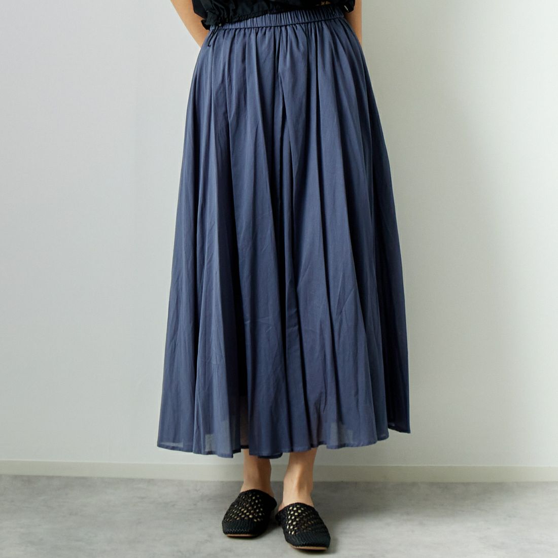Jeans Factory Clothes [ジーンズファクトリークローズ] コットンフレアスカート [80990217] 071 ﾌﾞﾙｰｸﾞ &&モデル身長：167cm 着用サイズ：F&&