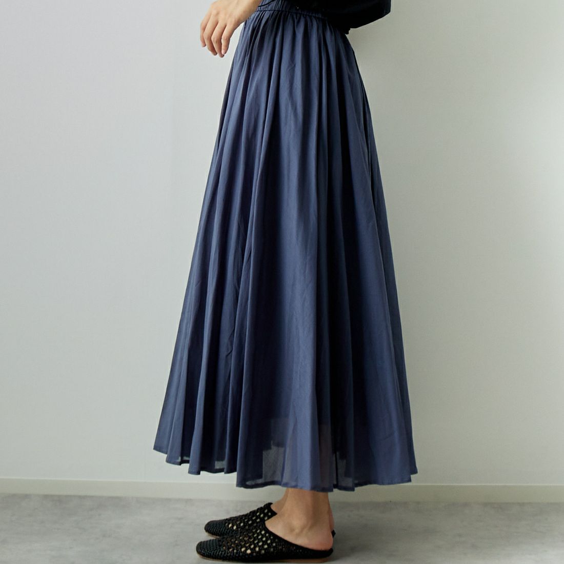 Jeans Factory Clothes [ジーンズファクトリークローズ] コットンフレアスカート [80990217] 071 ﾌﾞﾙｰｸﾞ &&モデル身長：167cm 着用サイズ：F&&