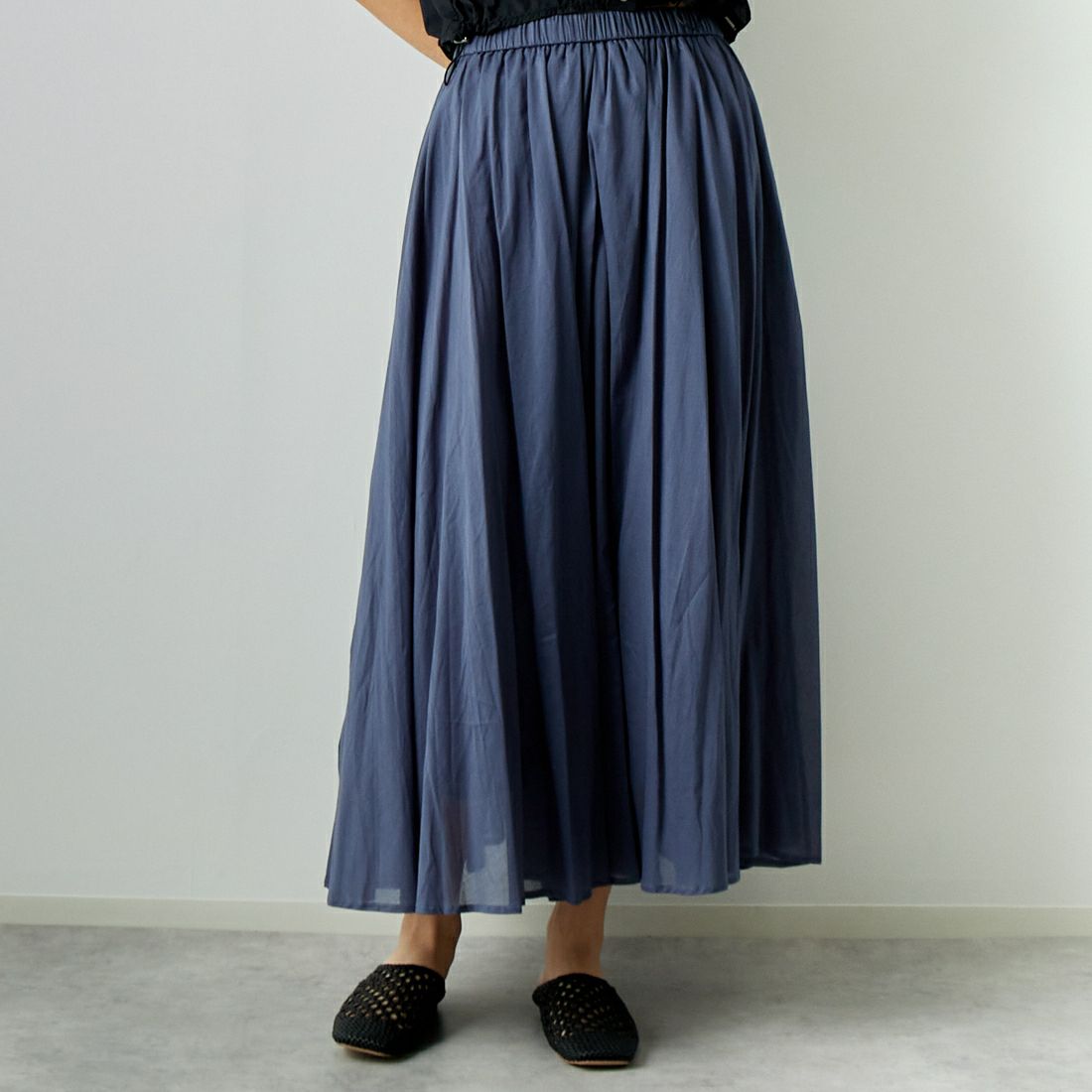 Jeans Factory Clothes [ジーンズファクトリークローズ] コットンフレアスカート [80990217] 071 ﾌﾞﾙｰｸﾞ &&モデル身長：167cm 着用サイズ：F&&