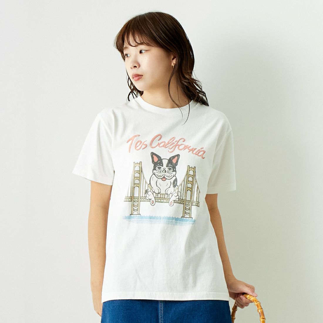 The Endless Summer [エンドレスサマー] ゴールデンゲートブリッジTシャツ [CS-24574341] 07 WHITE &&モデル身長：167cm 着用サイズ：S&&