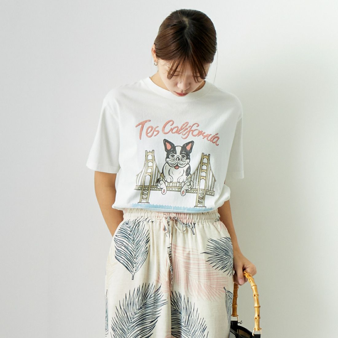 The Endless Summer [エンドレスサマー] ゴールデンゲートブリッジTシャツ [CS-24574341] 07 WHITE &&モデル身長：167cm 着用サイズ：S&&