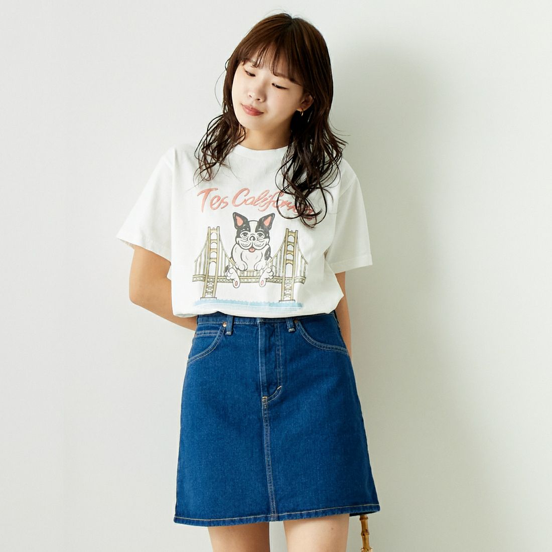 The Endless Summer [エンドレスサマー] ゴールデンゲートブリッジTシャツ [CS-24574341] 07 WHITE &&モデル身長：167cm 着用サイズ：S&&
