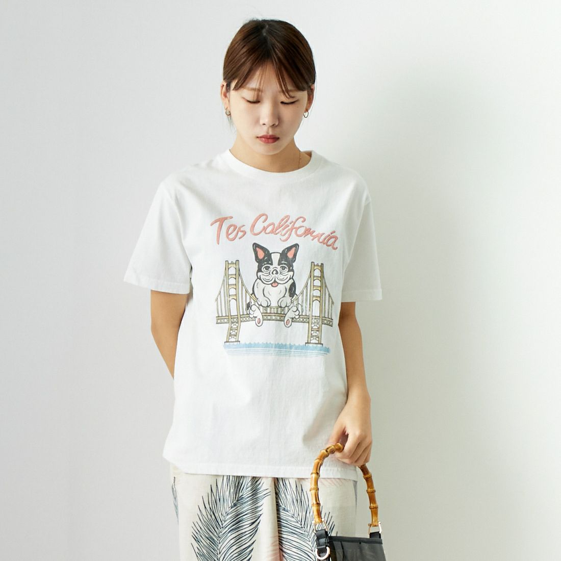 The Endless Summer [エンドレスサマー] ゴールデンゲートブリッジTシャツ [CS-24574341] 07 WHITE &&モデル身長：167cm 着用サイズ：S&&