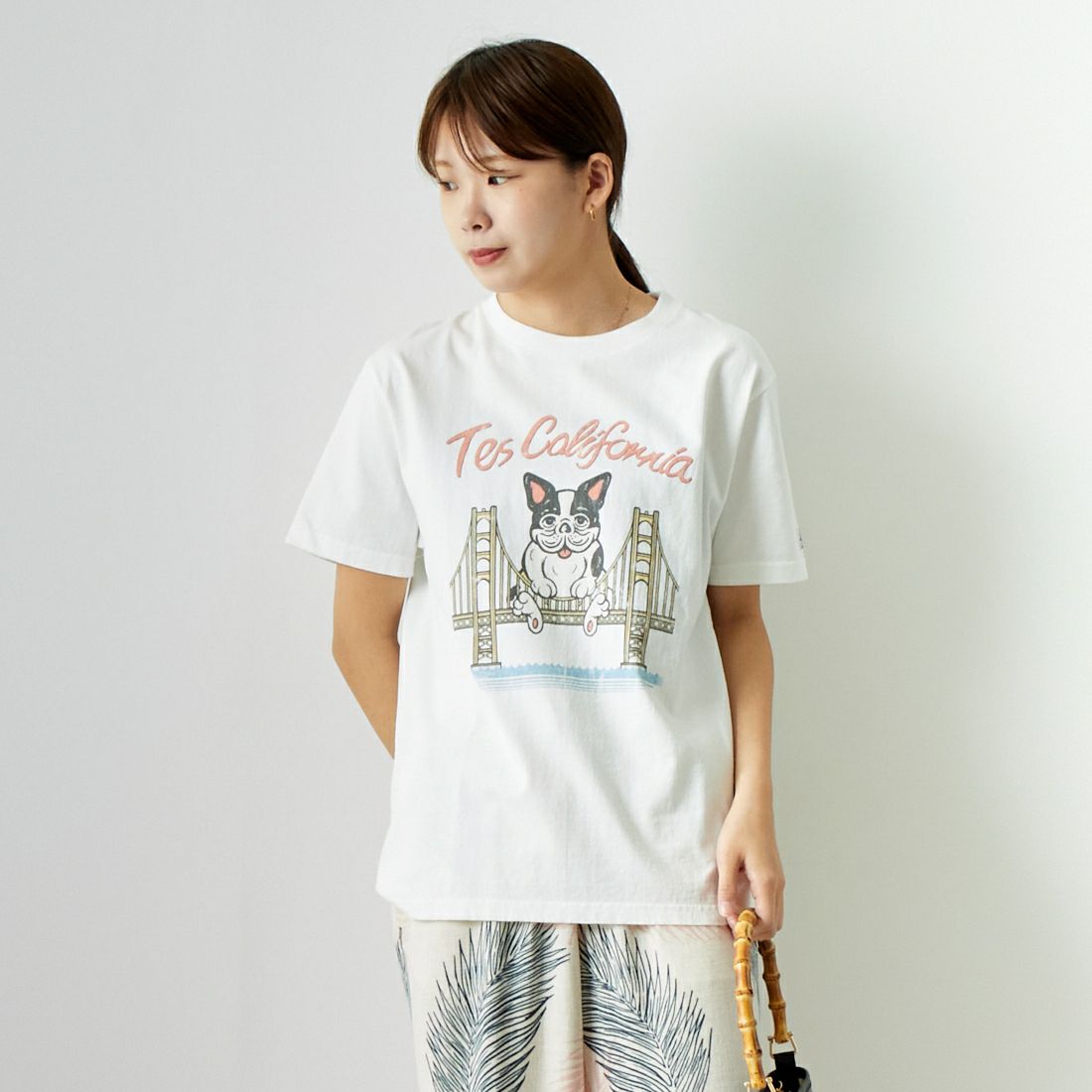 The Endless Summer [エンドレスサマー] ゴールデンゲートブリッジTシャツ [CS-24574341] 07 WHITE &&モデル身長：167cm 着用サイズ：S&&
