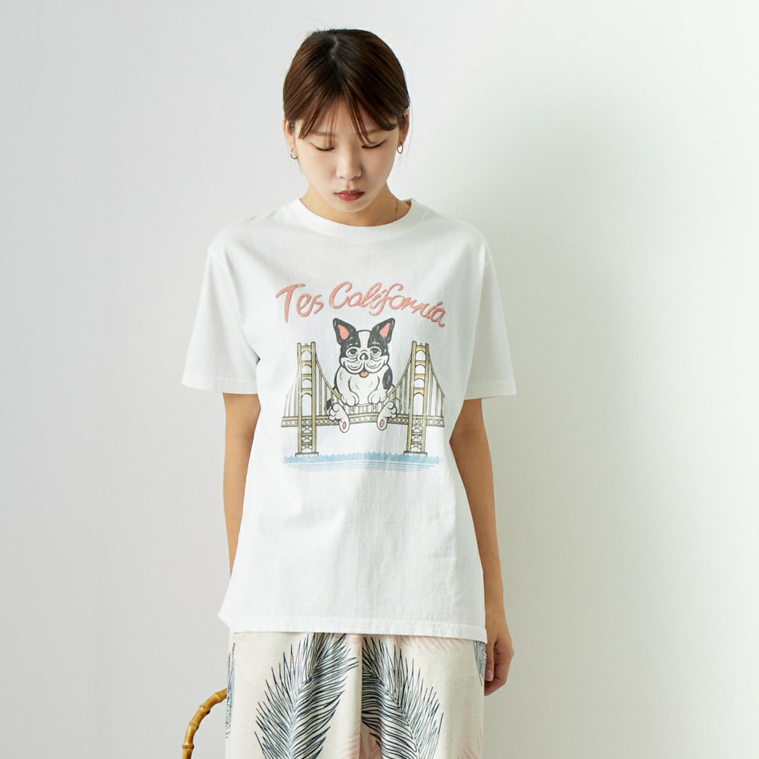 The Endless Summer [エンドレスサマー] ゴールデンゲートブリッジTシャツ [CS-24574341] 07 WHITE &&モデル身長：167cm 着用サイズ：S&&