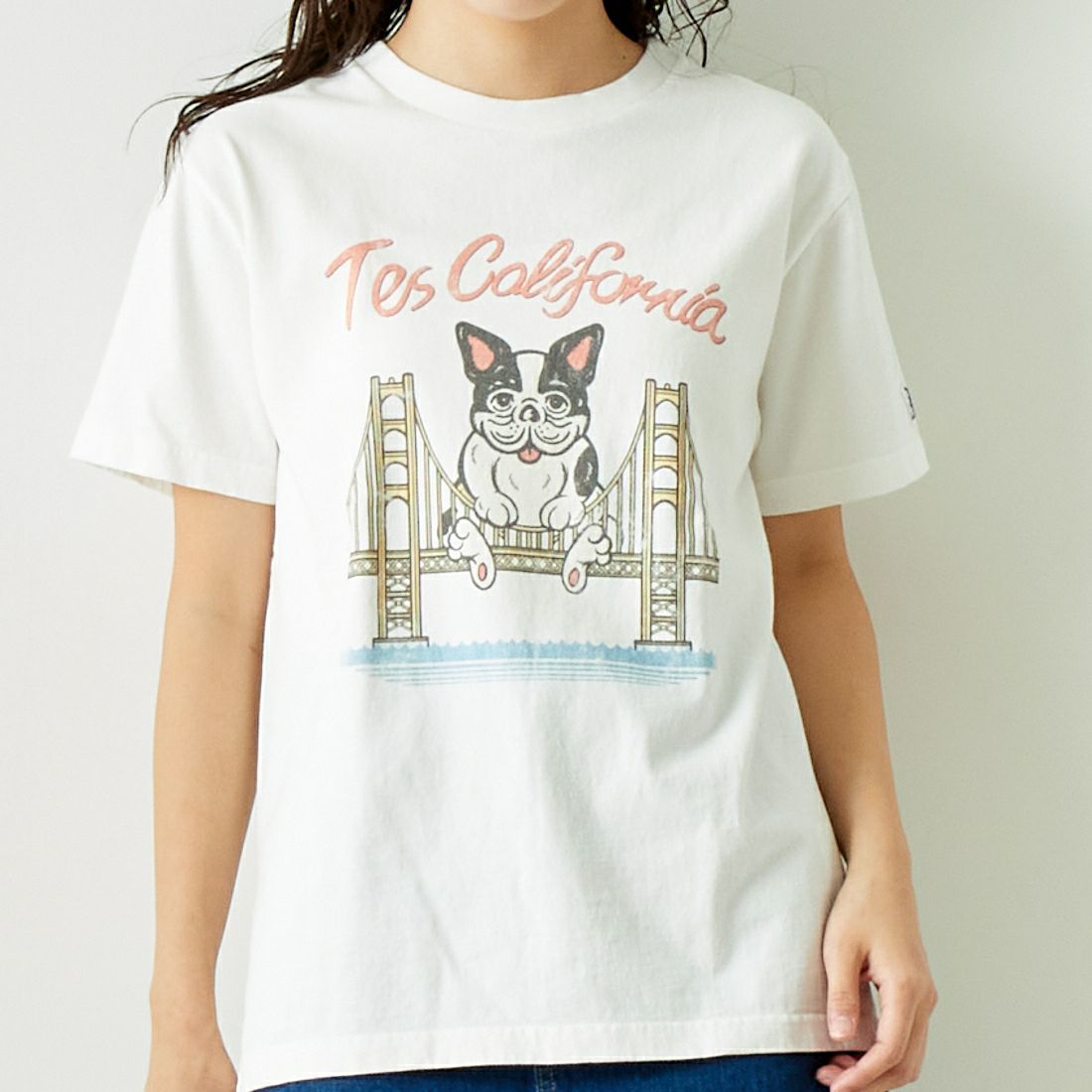 The Endless Summer [エンドレスサマー] ゴールデンゲートブリッジTシャツ [CS-24574341] 07 WHITE &&モデル身長：167cm 着用サイズ：S&&