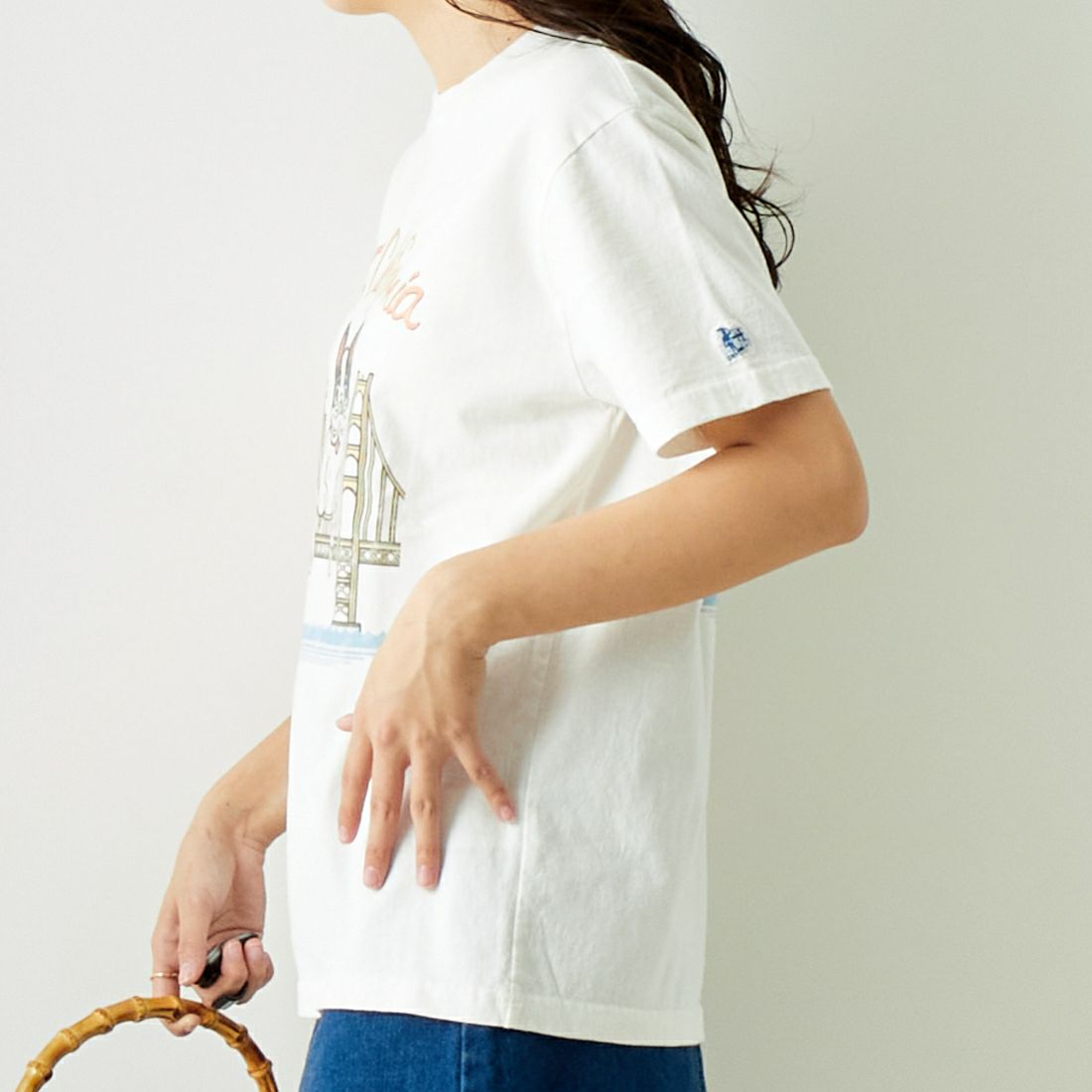 The Endless Summer [エンドレスサマー] ゴールデンゲートブリッジTシャツ [CS-24574341] 07 WHITE &&モデル身長：167cm 着用サイズ：S&&