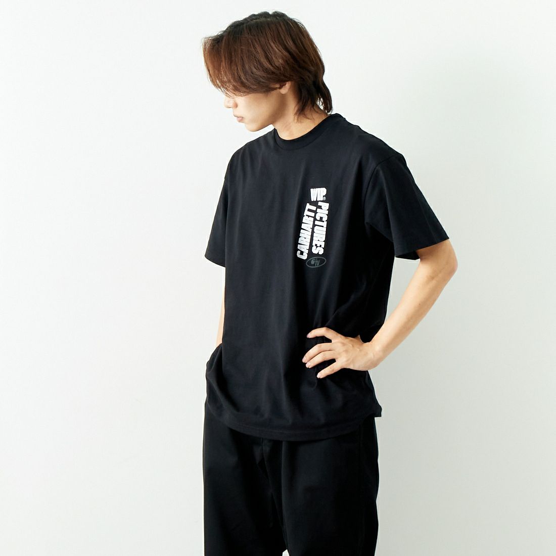 carhartt WIP [カーハートダブリューアイピー] ショートスリーブ WIPピクチャーズTシャツ [I033263] BLACK &&モデル身長：179cm 着用サイズ：L&&