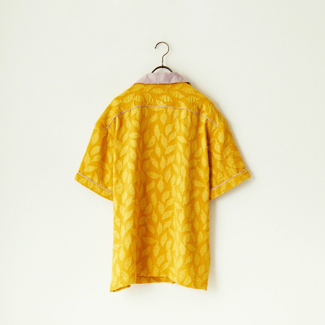 33Degrees [サーティースリーディグリーズ] シアーレースジャガードリーフ柄シャツ [24A-15091JF] MUSTARD