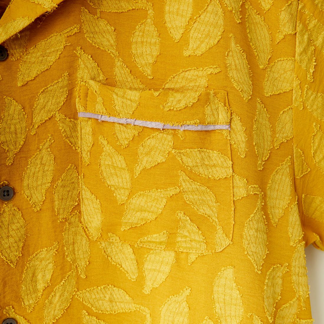 33Degrees [サーティースリーディグリーズ] シアーレースジャガードリーフ柄シャツ [24A-15091JF] MUSTARD