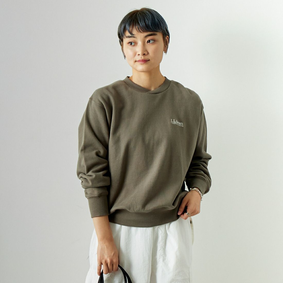 L.L.BEAN [エルエルビーン] スミスフィールド クルーネックスウェットシャツ [4475-7148] 46 FOLIAGE &&モデル身長：160cm 着用サイズ：M&&