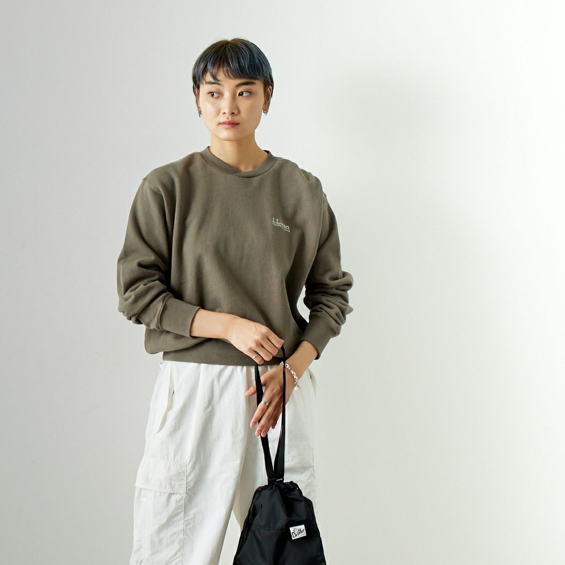 L.L.BEAN [エルエルビーン] スミスフィールド クルーネックスウェットシャツ [4475-7148] 46 FOLIAGE &&モデル身長：160cm 着用サイズ：M&&