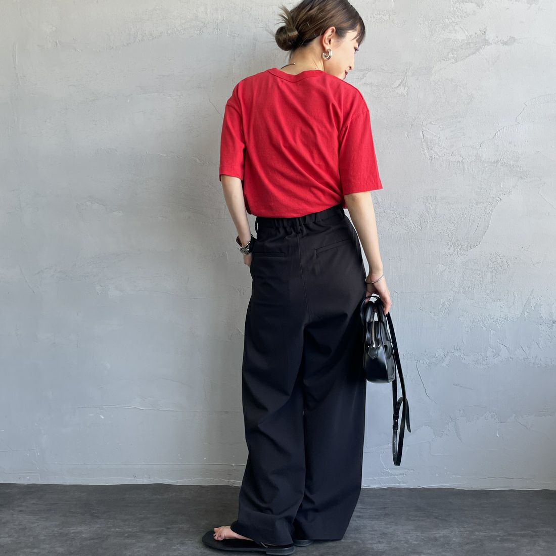 MEYAME [メヤメ] ブランクTシャツ [MEY-1874] RED &&モデル身長：150cm 着用サイズ：F&&