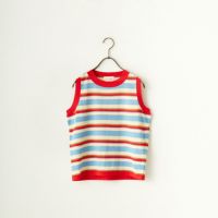 MEYAME [メヤメ] ボーダーコットンニットスリーブレスTシャツ [MEY