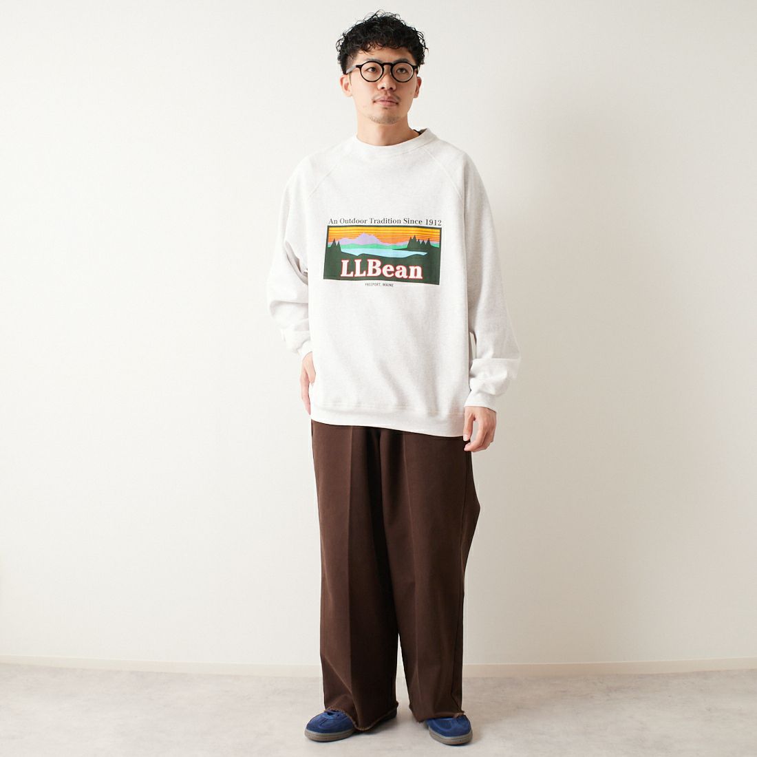 L.L.BEAN [エルエルビーン] PORTAGE クルーネックスウェット [4475-7046] 19 BIRCH &&モデル身長：168cm 着用サイズ：L&&