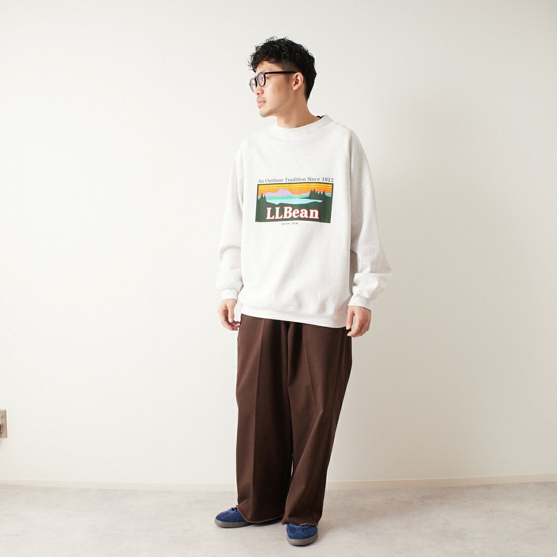 L.L.BEAN [エルエルビーン] PORTAGE クルーネックスウェット [4475-7046] 19 BIRCH &&モデル身長：168cm 着用サイズ：L&&