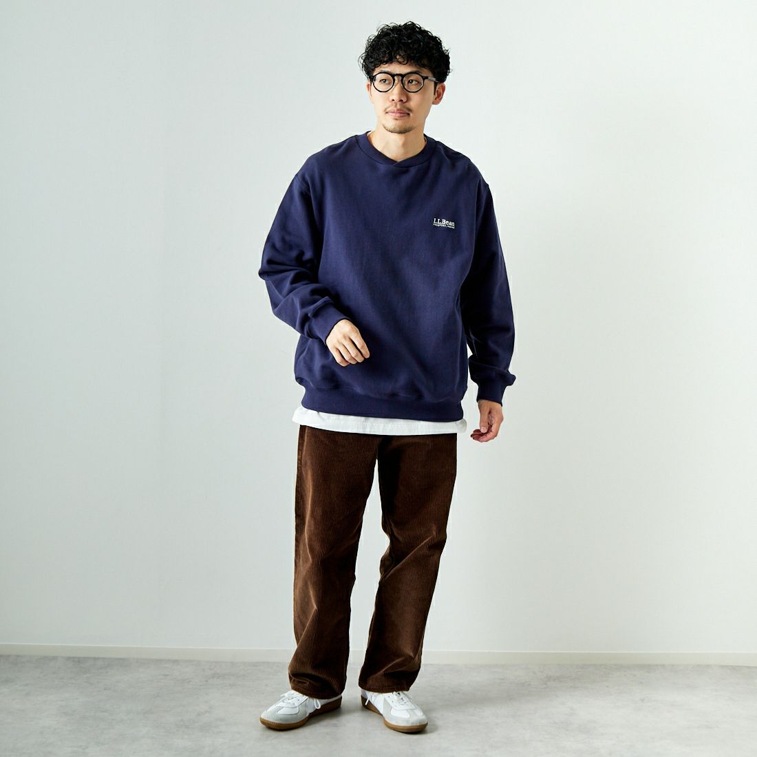 L.L.BEAN [エルエルビーン] スミスフィールド クルーネックスウェットシャツ [4475-7048] 67 NAVY &&モデル身長：168cm 着用サイズ：L&&