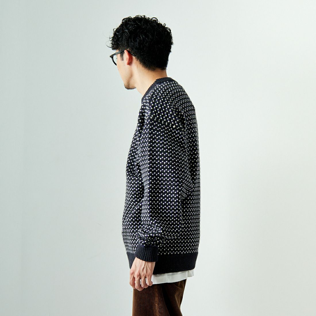L.L.BEAN [エルエルビーン] Wayne バーズアイセーター [4575-8040] 92 CH/NT/P &&モデル身長：168cm 着用サイズ：L&&