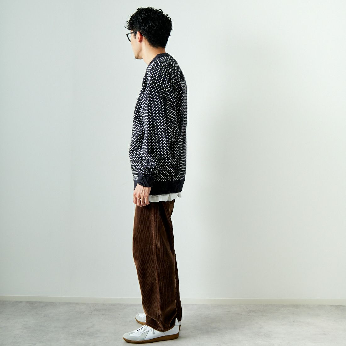 L.L.BEAN [エルエルビーン] Wayne バーズアイセーター [4575-8040] 92 CH/NT/P &&モデル身長：168cm 着用サイズ：L&&