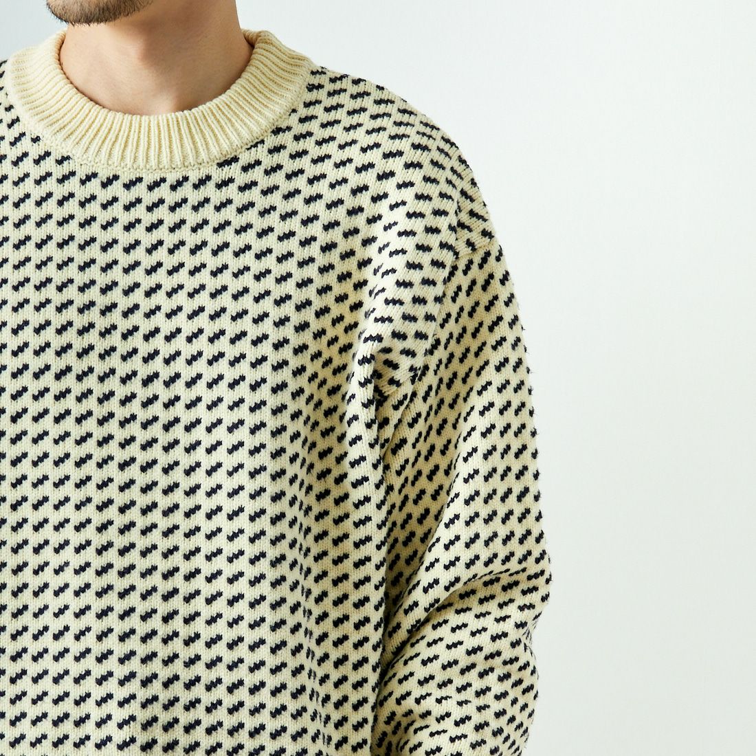 L.L.BEAN [エルエルビーン] Wayne バーズアイセーター [4575-8040] 91 NAT/NVY