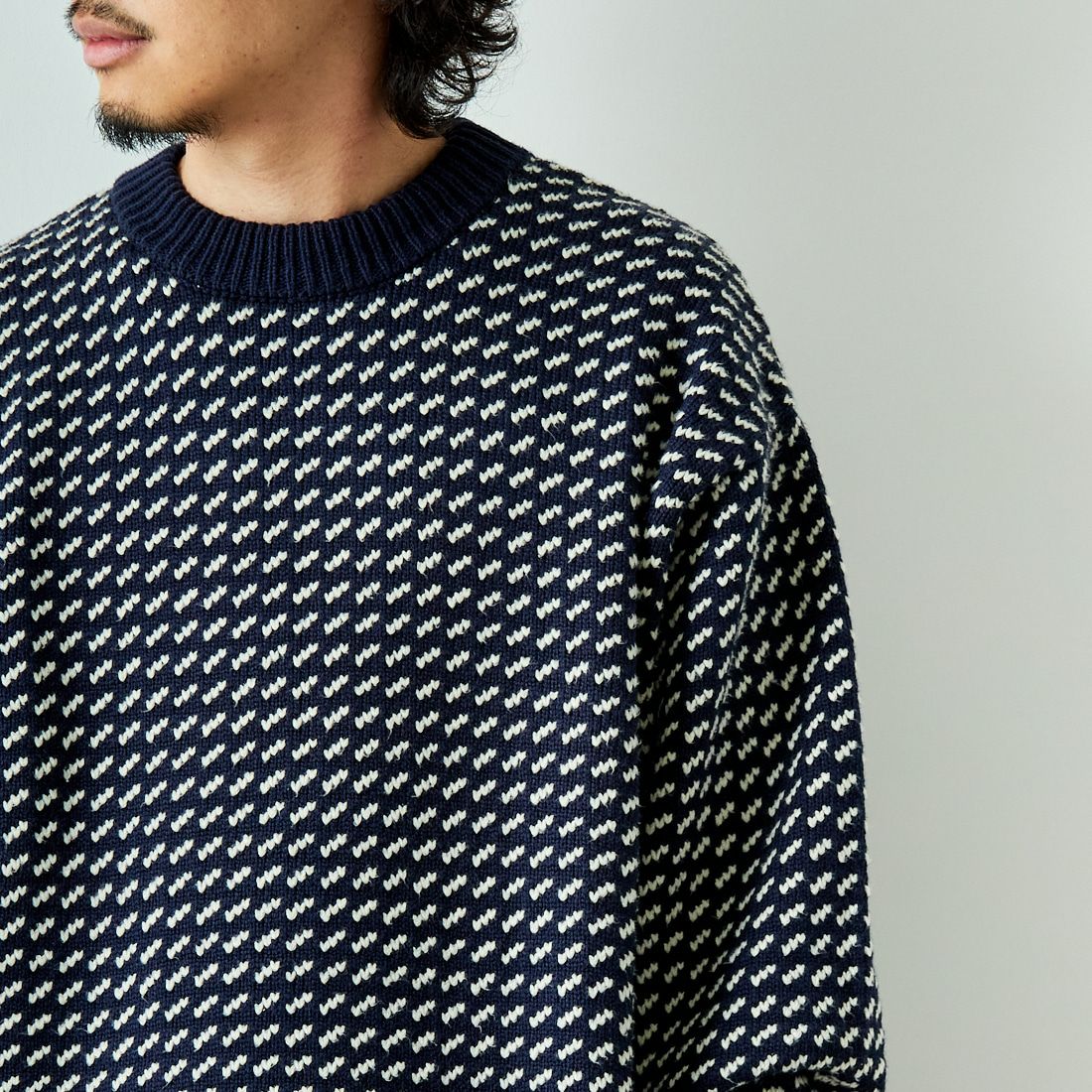 L.L.BEAN [エルエルビーン] Wayne バーズアイセーター [4575-8040] 90 NVY/NAT