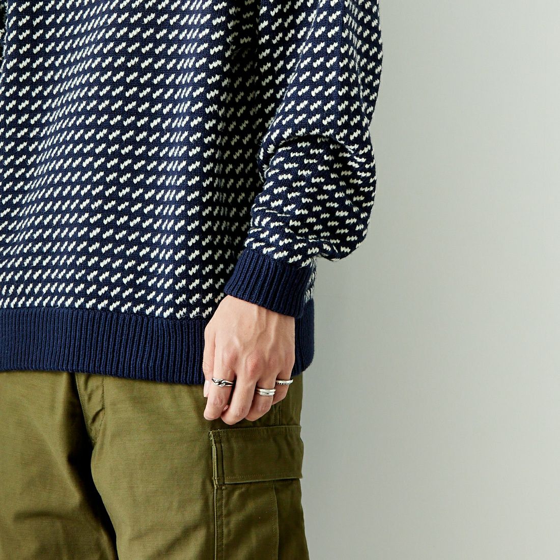 L.L.BEAN [エルエルビーン] Wayne バーズアイセーター [4575-8040] 90 NVY/NAT