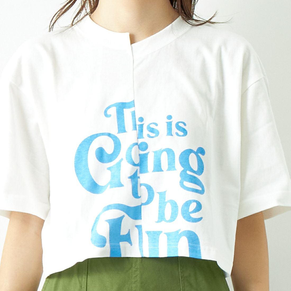 SCREEN STARS [スクリーンスターズ] 別注 リメイクプリントTシャツ [2422-RMPTIN-JF] WHITE &&モデル身長：167cm 着用サイズ：F&&
