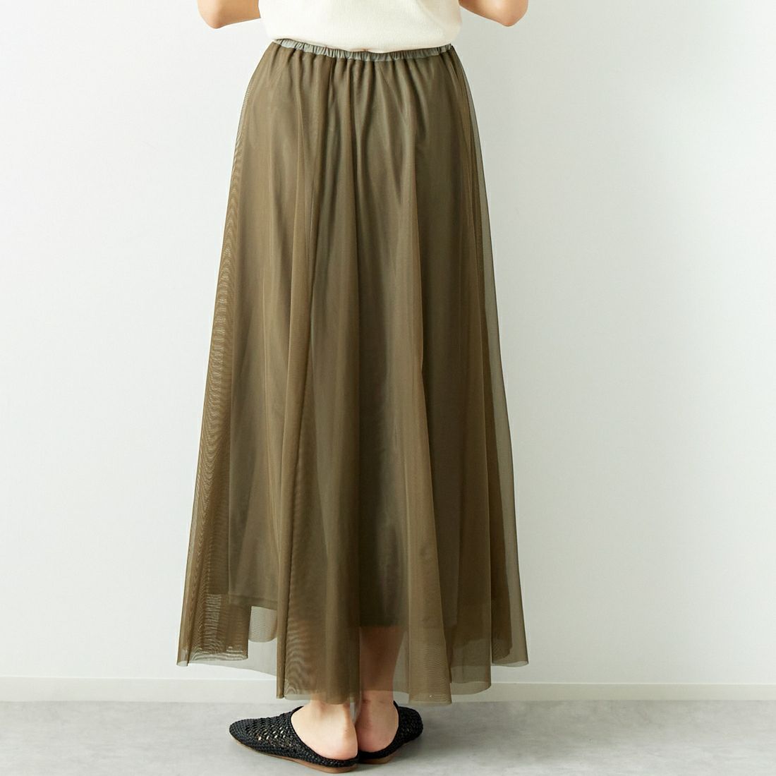 CHIGNON [シニヨン] チュールサーキュラースカート [2643-484KK] KHAKI &&モデル身長：167cm 着用サイズ：F&&