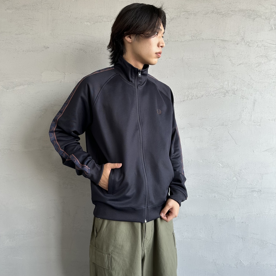 ラフシモンズ×フレッドペリー プルオーバー パーカー ラインテープ XL 