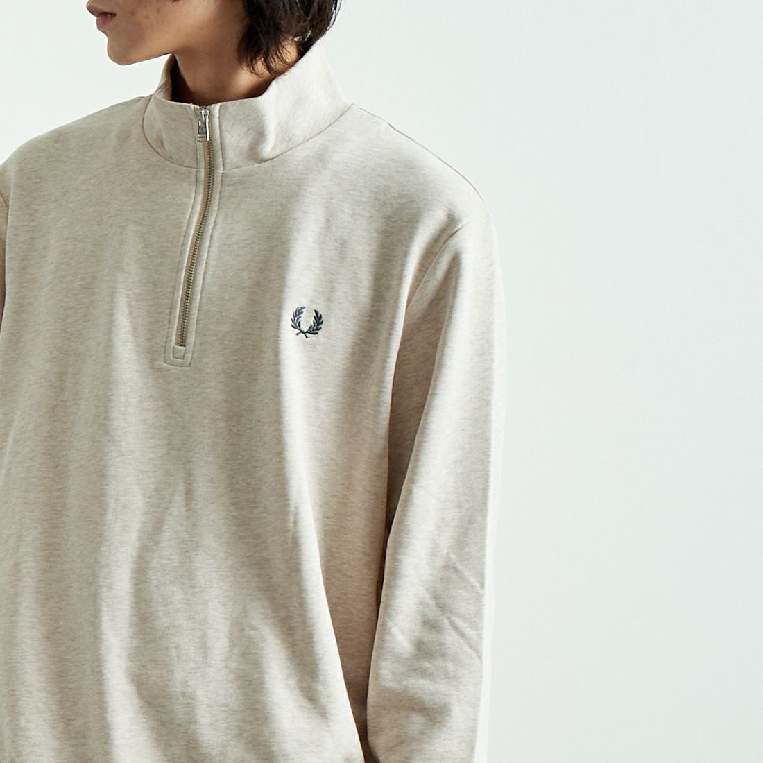 FRED PERRY [フレッドペリー] ワンポイントロゴ刺繍 ハーフジップスウェット [M3574] W50 PORRID