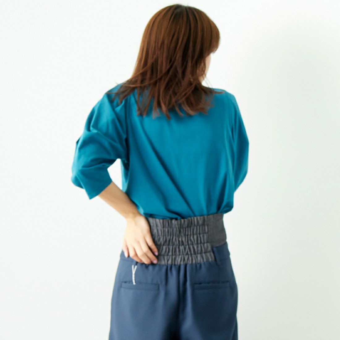 Jf Ready Made [ジェイエフレディメイド] T/Cシルケット デザイン袖Tシャツ [3001137] 501 ﾌﾞﾙｰ &&モデル身長：167cm 着用サイズ：F&&