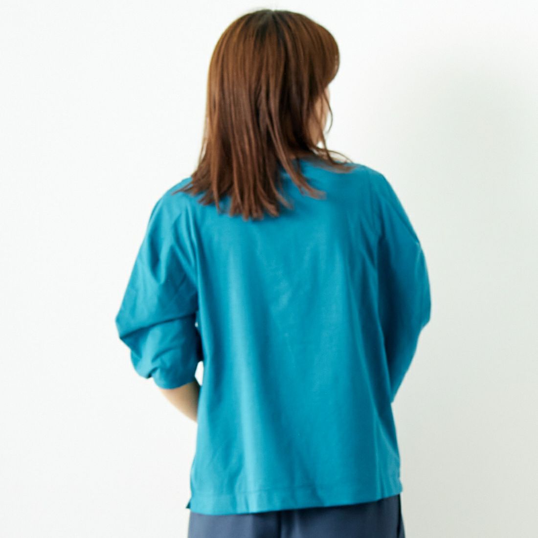 Jf Ready Made [ジェイエフレディメイド] T/Cシルケット デザイン袖Tシャツ [3001137] 501 ﾌﾞﾙｰ &&モデル身長：167cm 着用サイズ：F&&