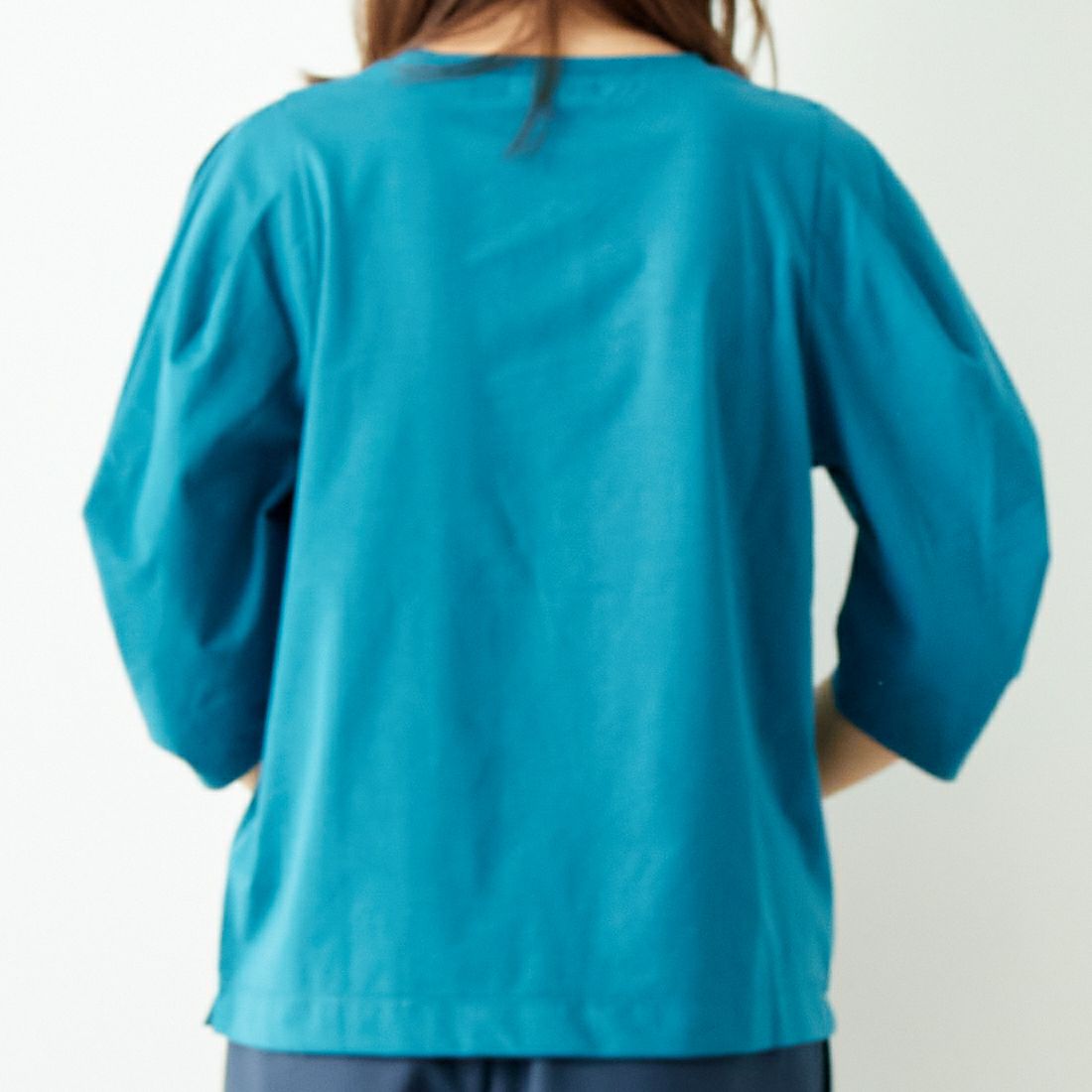Jf Ready Made [ジェイエフレディメイド] T/Cシルケット デザイン袖Tシャツ [3001137] 501 ﾌﾞﾙｰ &&モデル身長：167cm 着用サイズ：F&&