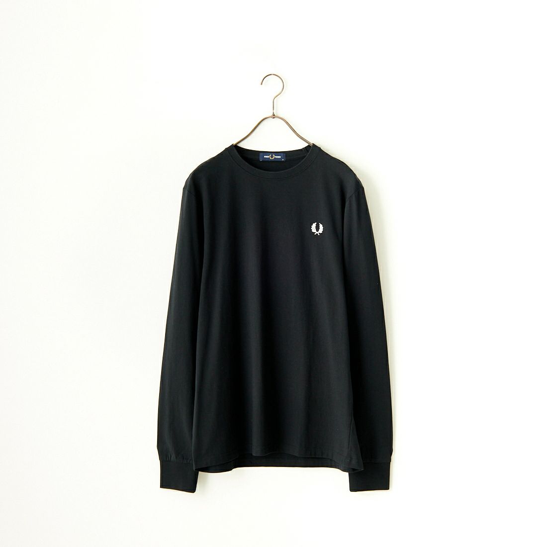FRED PERRY [フレッドペリー] ワンポイントロゴ刺繍 ロングスリーブリンガーTシャツ [M8700] 102 BLACK