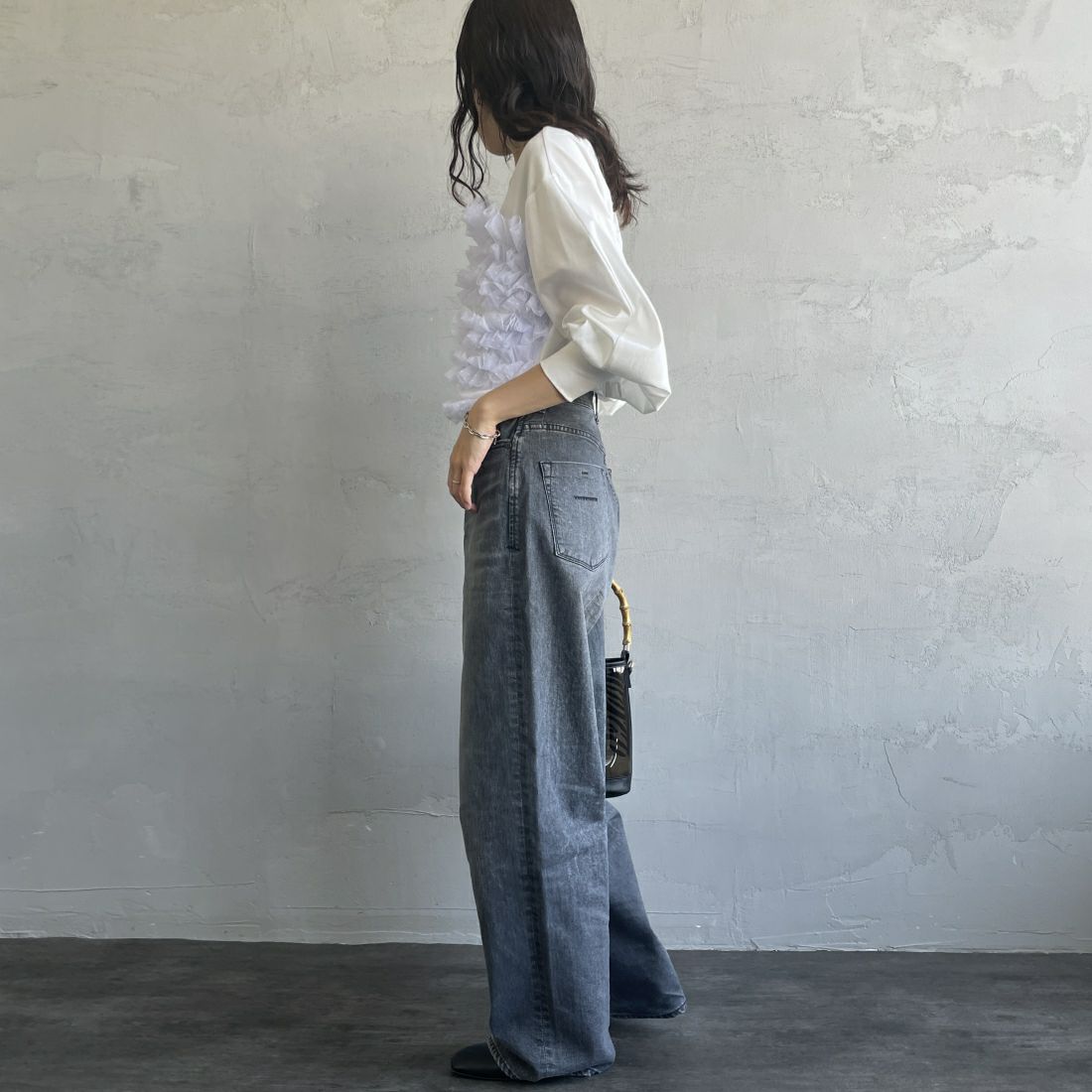 USINE [ユジーヌ] ピスチェドッキングプルオーバー [2430803] OFF WHITE &&モデル身長：160cm 着用サイズ：F&&