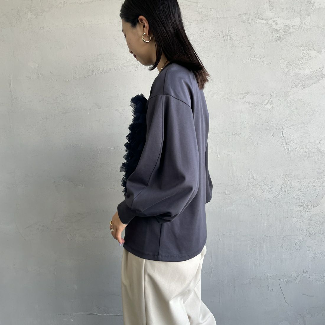 USINE [ユジーヌ] ピスチェドッキングプルオーバー [2430803] NAVY &&モデル身長：163cm 着用サイズ：F&&