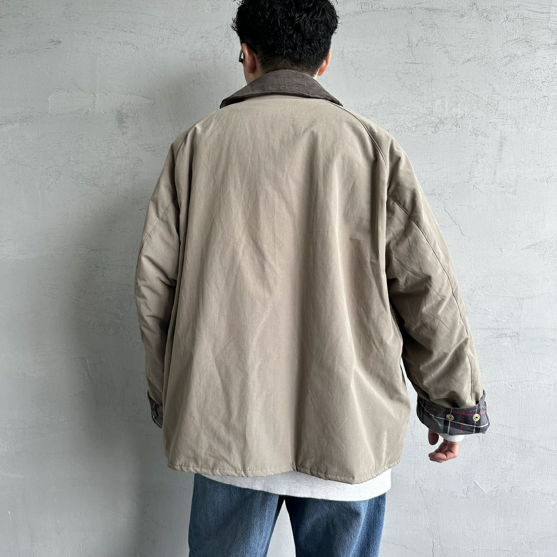 Barbour [バブアー] 別注 中綿入り TRANSPORT トランスポートジャケット [MCAS150-JF] GRAY &&モデル身長：168cm 着用サイズ：40&&