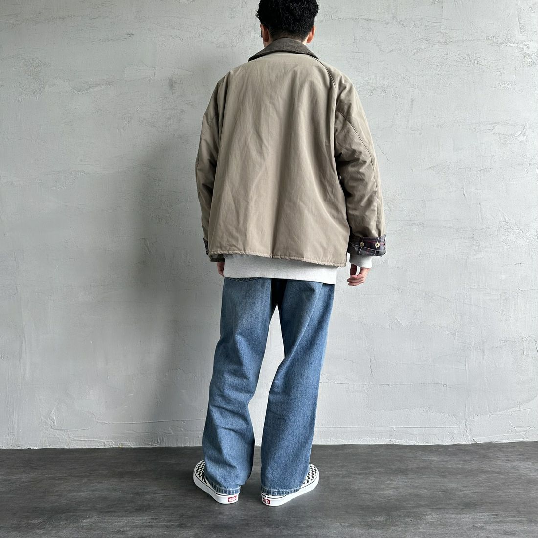 Barbour [バブアー] 別注 中綿入り TRANSPORT トランスポートジャケット [MCAS150-JF] GRAY &&モデル身長：168cm 着用サイズ：40&&