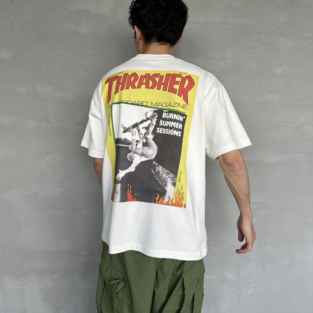 MANHATTAN PORTAGE [マンハッタンポーテージ] スラッシャーコラボ バックプリントショートスリーブTシャツ [24FW-MP-M584] 01 WHITE&&モデル身長：168cm 着用サイズ：M&&