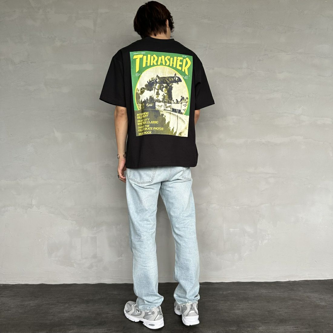 MANHATTAN PORTAGE [マンハッタンポーテージ] スラッシャーコラボ バックプリントショートスリーブTシャツ [24FW-MP-M584] 09 BLACK&&モデル身長：179cm 着用サイズ：L&&
