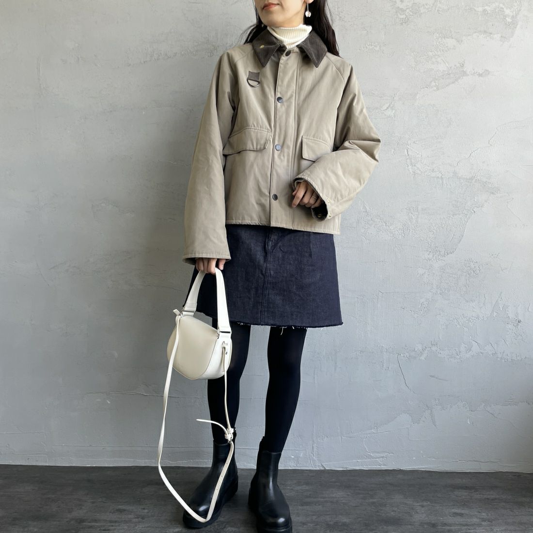 Barbour [バブアー] 別注 中綿入り SPEY スペイジャケット [MCAS151-JF] GRAY&&モデル身長：160cm 着用サイズ：34&&