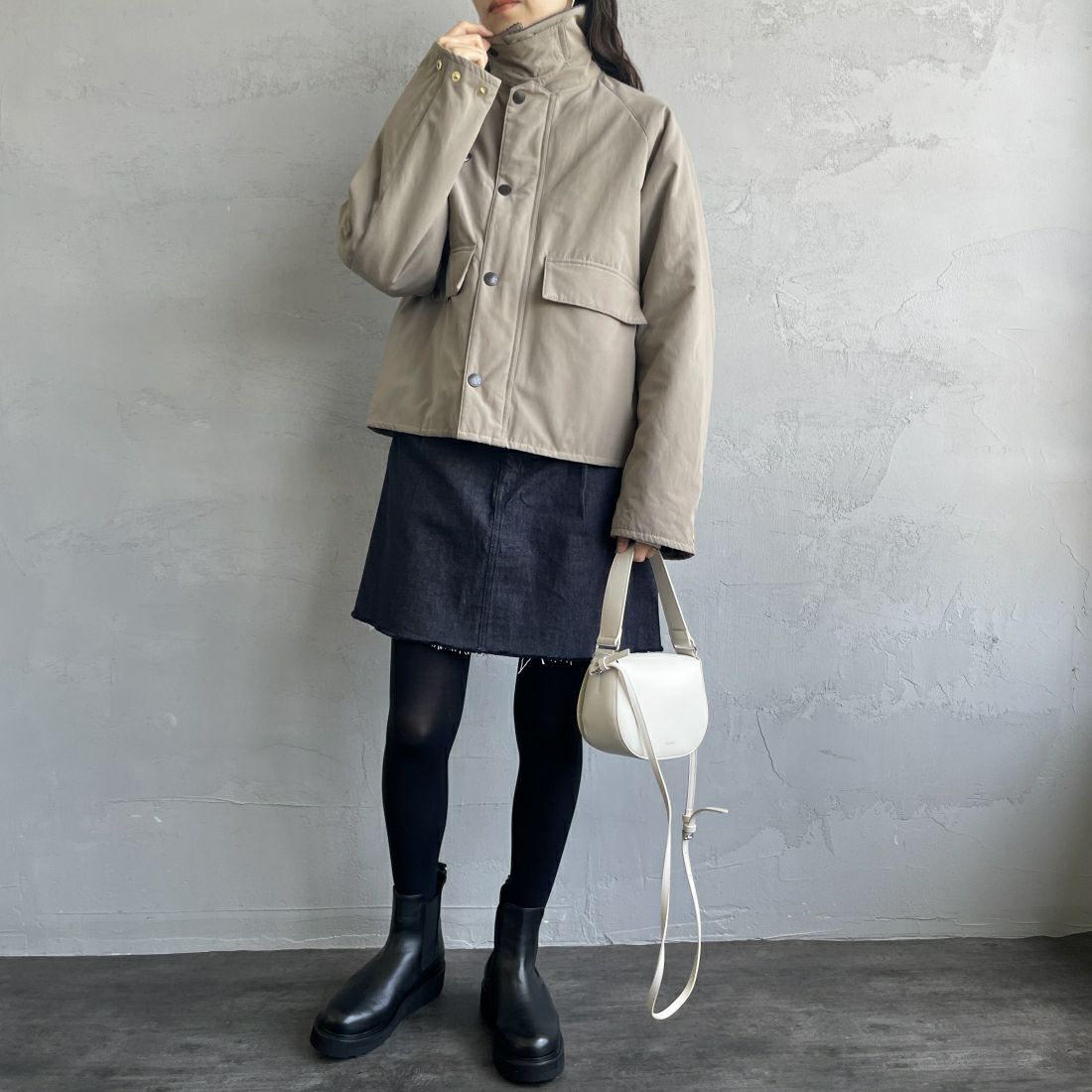 Barbour [バブアー] 別注 中綿入り SPEY スペイジャケット [MCAS151-JF] GRAY&&モデル身長：160cm 着用サイズ：34&&