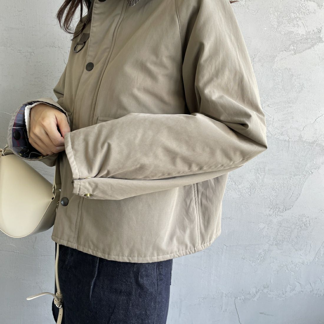 Barbour [バブアー] 別注 中綿入り SPEY スペイジャケット [MCAS151-JF] GRAY&&モデル身長：160cm 着用サイズ：34&&