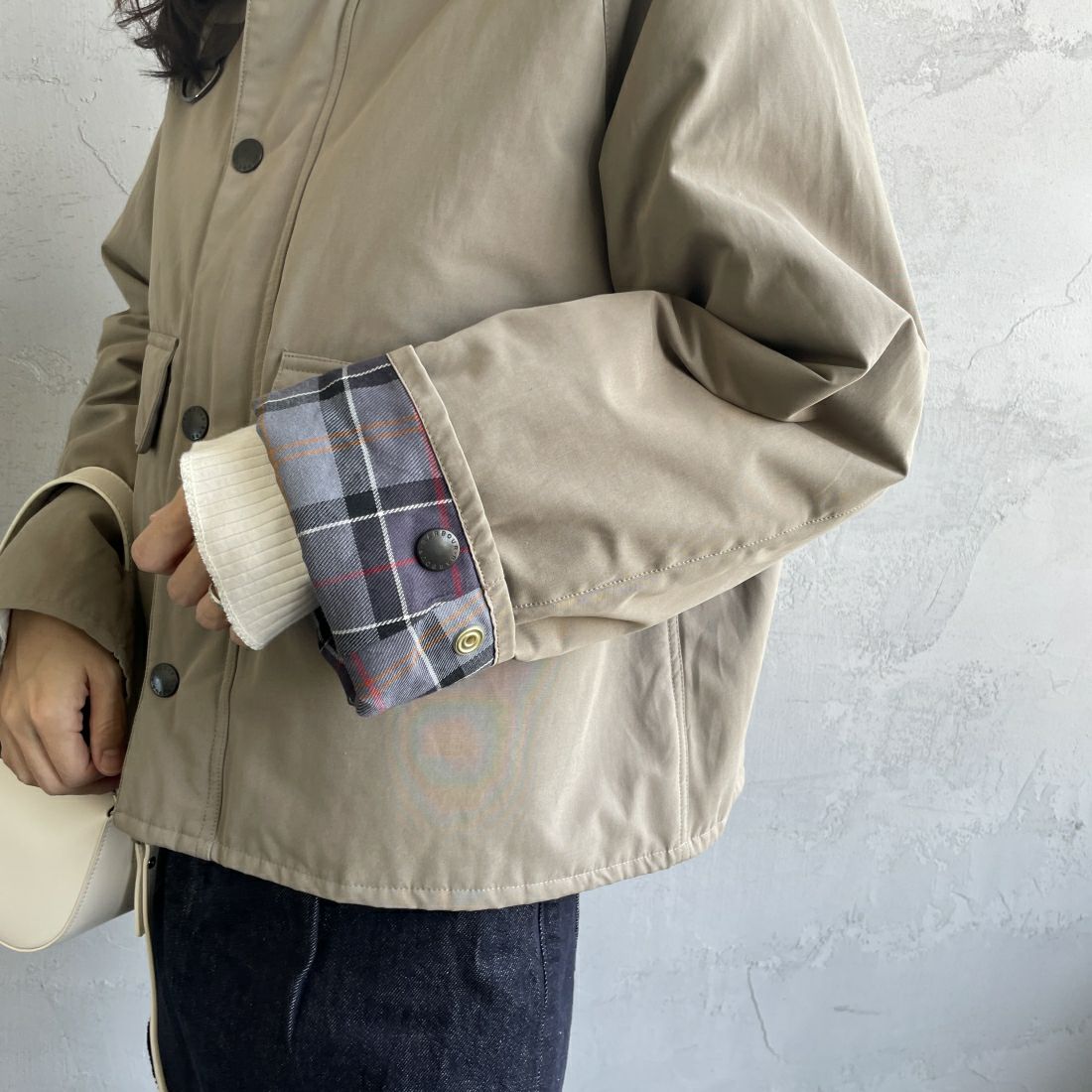 Barbour [バブアー] 別注 中綿入り SPEY スペイジャケット [MCAS151-JF] GRAY&&モデル身長：160cm 着用サイズ：34&&