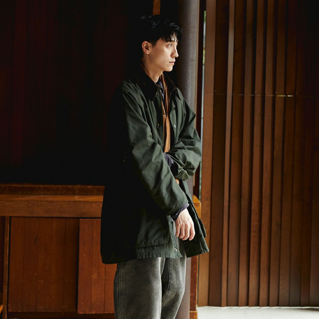 Barbour [バブアー] 別注 BEAUFORT ビューフォートジャケット [MCAS149-JF] SAGE&&モデル身長：180cm 着用サイズ：46&&