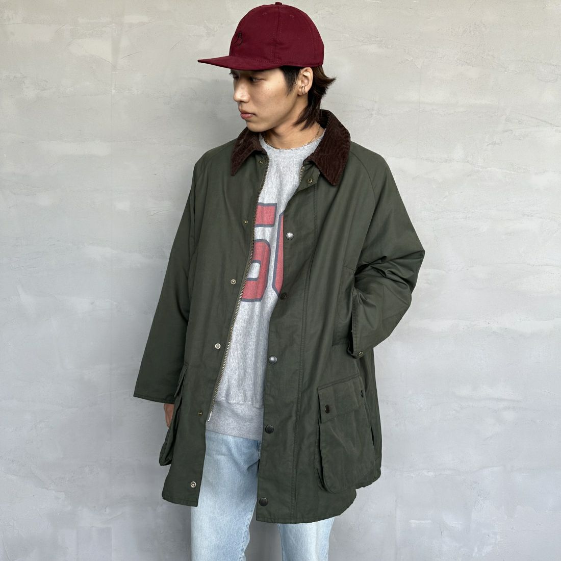 Barbour [バブアー] 別注 BEAUFORT ビューフォートジャケット [MCAS149-JF] SAGE&&モデル身長：179cm 着用サイズ：46&&