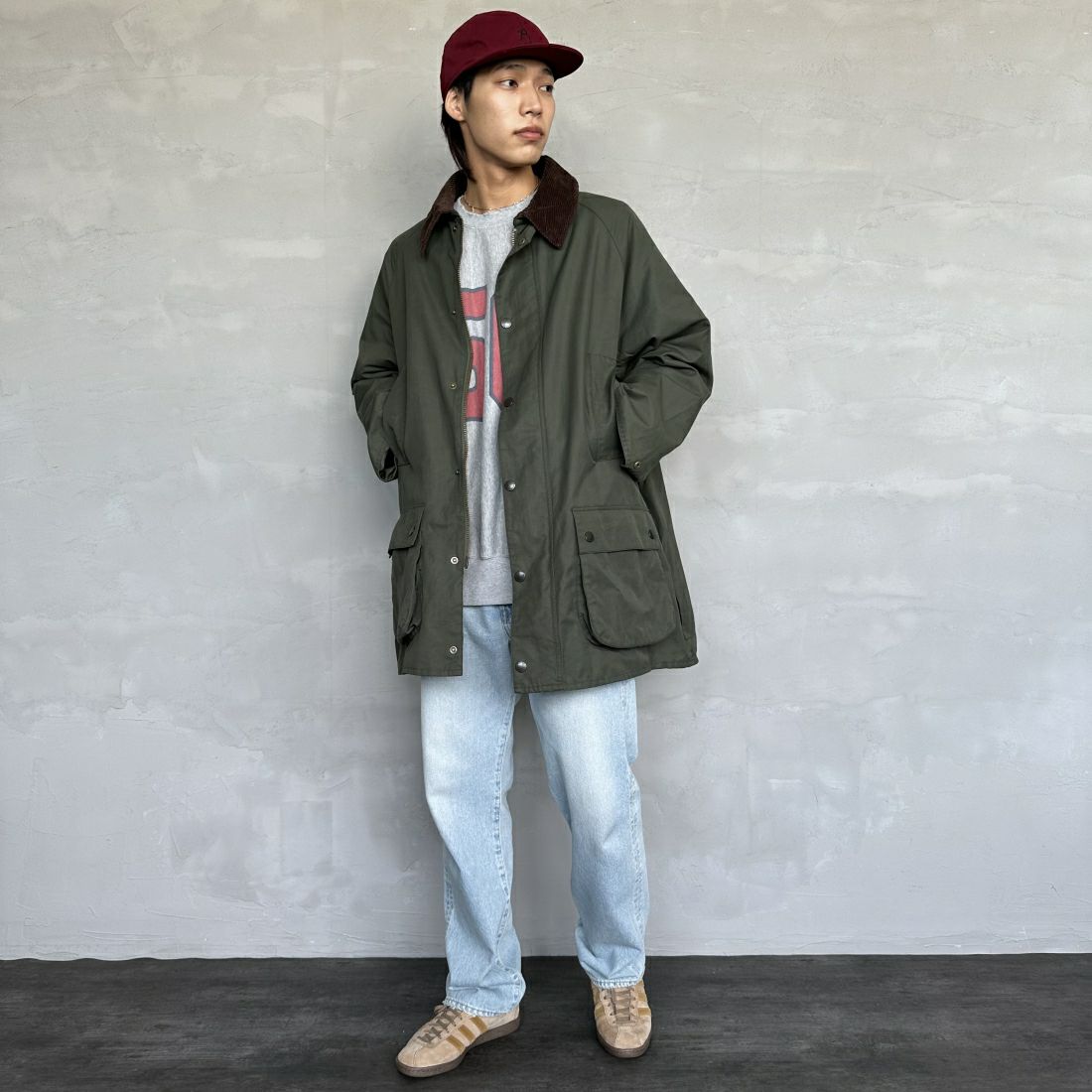 Barbour [バブアー] 別注 BEAUFORT ビューフォートジャケット [MCAS149-JF] SAGE&&モデル身長：179cm 着用サイズ：46&&